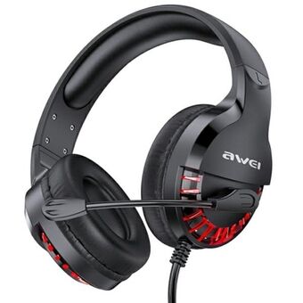 AWEI pelikuulokkeet ES-770i over-ear pelaamiseen mustalla/mustalla mikrofonilla