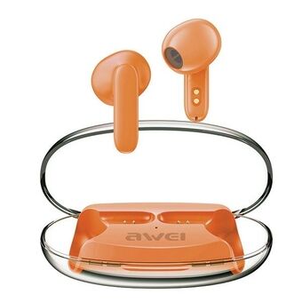 AWEI langattomat Bluetooth-kuulokkeet 5.3 T85 ENC TWS + oranssi latausasema