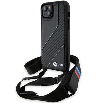 BMW BMHCP15S23PSCCK iPhone 15 / 14 / 13 musta kovakotelo M Edition Carbon Stripe & Strap