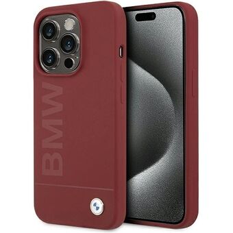 BMW BMHMP15LSLBLRE iPhone 15 Pro 6.1" punainen kova suojakuori, silikoni, isolla logolla, MagSafe