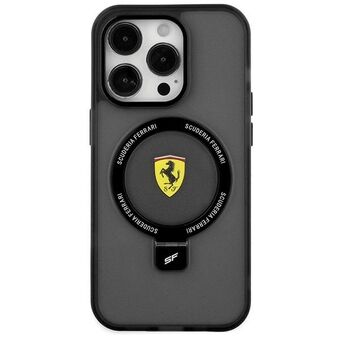 Ferrari FEHMP15SUSCAK iPhone 15 6.1" musta kova suojakuori Ring Stand -telineellä 2023 kokoelma MagSafe