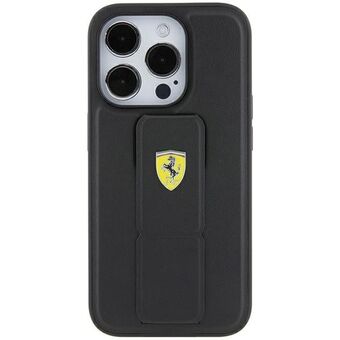 Ferrari FEHCP15SGSPSIK iPhone 15 6.1" musta kovakotelo Grip Stand Metallilogolla