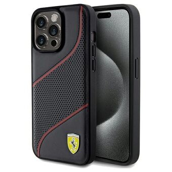 Ferrari FEHCP15XPWAK iPhone 15 Pro Max 6.7" musta hardcase Reikäkuvioitu aaltoinen metallilogo