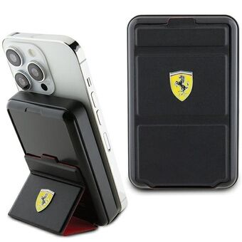 Ferrari Powerbank Bezprzewodowy 15W FEPB10MSPLEK 10000 mAh musta/musta Metallinen logo MagSafe.