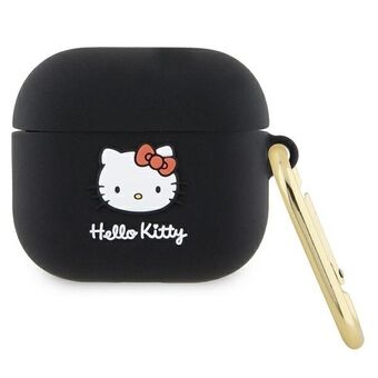 Hei Kitty HKA33DKHSK Airpods 3 -kotelo, musta silikoni, 3D Kitty-pää