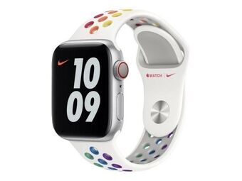 Apple Watch MYD62AM/A 42/44/45mm Nike Sport Band Pride Edition valkoinen/valkoinen ranneke