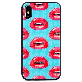 Hearts Glascover iPhone X / XS Design 3 (Huulet)