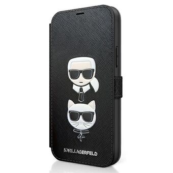 Karl Lagerfeld iPhone 12 Mini Musta Kirja Saffiano Karl & Choupette