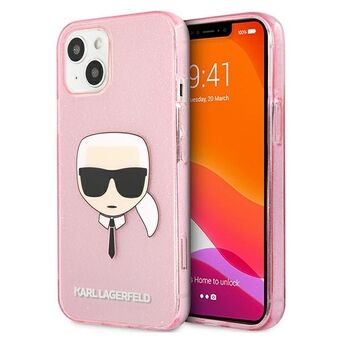 Karl Lagerfeld iPhone 13 Mini Pinkki Kovakotelo Glitter Karl`s Head