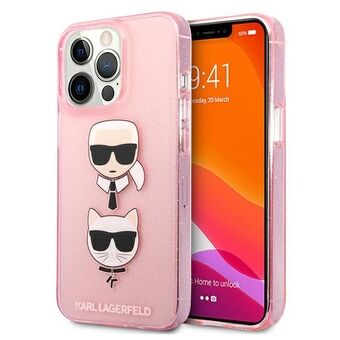 Karl Lagerfeld KLHCP13LKCTUGLP iPhone 13 Pro / 13 6,1 "pinkki / pinkki kovakotelo Glitter Karl`s & Choupette