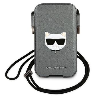 Karl Lagerfeld käsilaukku KLHCP12LOPHCHG 6,7" harmaa / harmaa kovakotelo Saffiano Ikonik Choupette Head