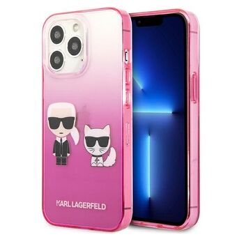 Karl Lagerfeld iPhone 13 Pro / iPhone 13 Kova Kotelo Pinkki Gradient Iconic Karl & Choupette