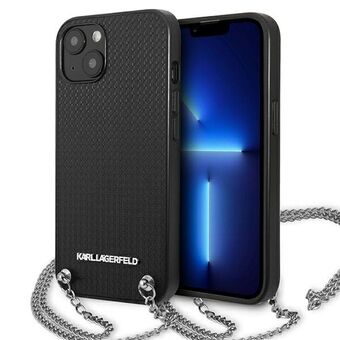 Karl Lagerfeld KLHCP13MPMK iPhone 13 6,1" kova kotelo musta/musta nahkakuvioitu ja ketju