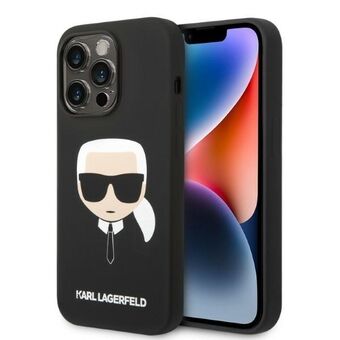 Karl Lagerfeld KLHMP14LSLKHBK iPhone 14 Pro 6,1" kova kotelo musta/musta Silikoni Karl\'s Head Magsafe