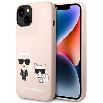 Karl Lagerfeld KLHMP14MSSKCI iPhone 14 Plus 6,7" kova kotelo vaaleanpunainen / vaaleanpunainen silikoni Karl & Choupette Magsafe