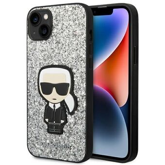 Karl Lagerfeld KLHCP14SGFKPG iPhone 14 6,1" kova kotelo hopea / hopea Glitter Flakes Ikonik