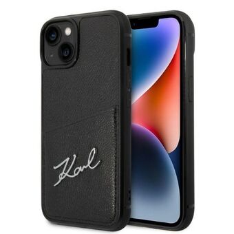 Karl Lagerfeld KLHCP14SCSSK iPhone 14 6,1" kova kotelo musta/musta Signature Logo Cardslot