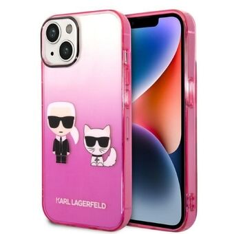 Karl Lagerfeld KLHCP14MTGKCP iPhone 14 Plus 6,7" kova kotelo pinkki/pinkki Gradient Ikonik Karl & Choupette