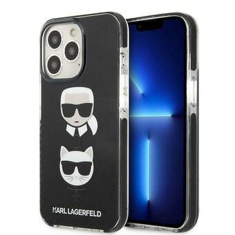 Karl Lagerfeld KLHCP13LTPE2TK iPhone 13 Pro / 13 6,1" kova kotelo musta / musta Karl & Choupette Head