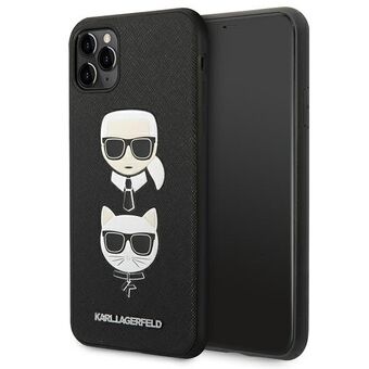 Karl Lagerfeld KLHCN65SAKICKCBK iPhone 11 Pro Max 6,5" musta/musta kovakotelo Saffiano Karl&Choupette Head