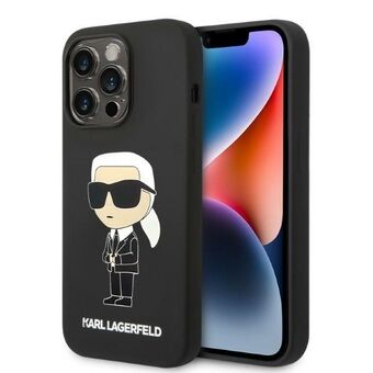 Karl Lagerfeld KLHMP14XSNIKBCK iPhone 14 Pro Max 6,7" kova kotelo musta/musta Silikoni Ikonik Magsafe
