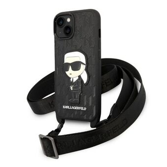 Karl Lagerfeld KLHCP14SSTKMK iPhone 14 6,1" musta/musta kovakotelo Monogrammi Ikonik Patch