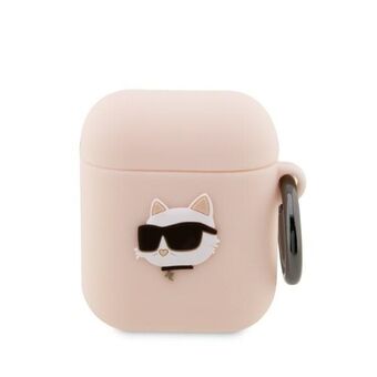 Karl Lagerfeld KLA2RUNCHP AirPods 1/2 kansi pinkki/vaaleanpunainen Silicone Choupette Head 3D