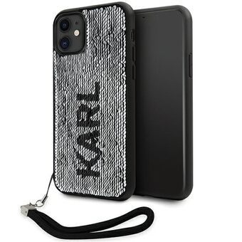 Karl Lagerfeld KLHCN61PSQRKS iPhone 11 / Xr 6,1" hopea/hopea kova kotelo paljetteja johto