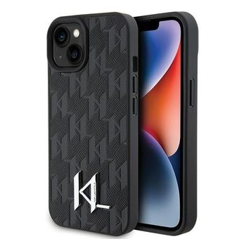 Karl Lagerfeld - KLHCP15SPKLPKLK iPhone 15 / 14 /13 6.1" musta kovakuori nahka-monogrammi kuuma leima metallilogo.