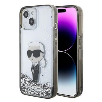 Karl Lagerfeld KLHCP15SLKKNSK iPhone 15 / 14 / 13 6.1" läpinäkyvä kova kuori Liquid Glitter Ikonik