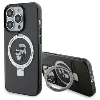 Karl Lagerfeld KLHMP15LHMRSKCK iPhone 15 Pro 6.1" musta kova suojakuori Ring Stand Karl&Choupettte MagSafe