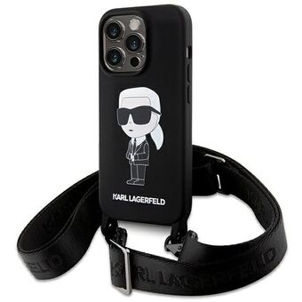Karl Lagerfeld KLHCP15LSCBSKNK iPhone 15 Pro 6.1" kovaholkkikotelo czarny/black Crossbody Silicone Ikonik