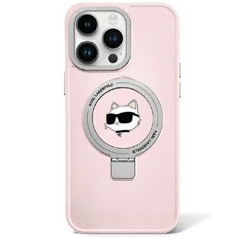 Karl Lagerfeld KLHMP15LHMRSCHP iPhone 15 Pro 6.1" pinkki kova suojakuori Ring Stand Choupette Head MagSafe
