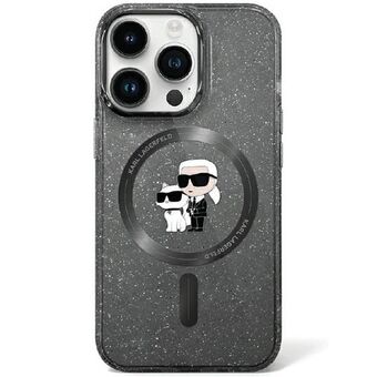 Karl Lagerfeld KLHMN61HGKCNOK iPhone 11 / Xr 6.1" musta kova suojakuori Karl & Choupette Glitter MagSafe