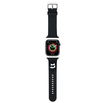 Karl Lagerfeld Pasek KLAWLSLCNK Apple Watch 42/44/45/49mm Musta/Black-hihna 3D-kumisia Choupette-päitä