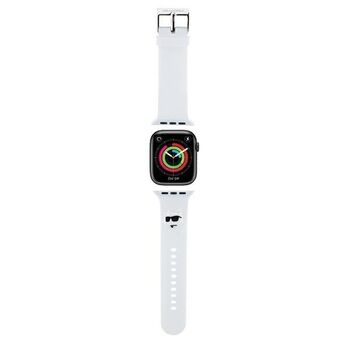 Karl Lagerfeld Pasek KLAWMSLCNH Apple Watch 38/40/41mm valkoinen/valkoinen ranneke 3D kumista valmistetut Choupette-päät