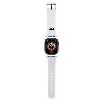 Karl Lagerfeld Pasek KLAWMSLKNH Apple Watch 38/40/41mm, valkoinen valjas 3D-kumi Karl-pää