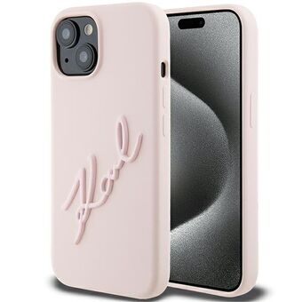 Karl Lagerfeld KLHCP15SSKSBMCP iPhone 15 6.1" pinkki kova suojakuori Silikoninen Karl Script
