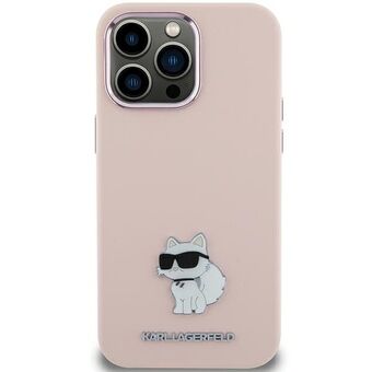 Karl Lagerfeld KLHCP15MSMHCNPP iPhone 15 Plus 6.7" vaaleanpunainen/pinkki silikoni Choupette metallitappi