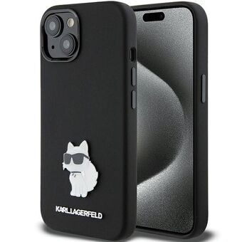 Karl Lagerfeld KLHCP15SSMHCNPK iPhone 15 6.1" musta silikoni Choupette metallinasto