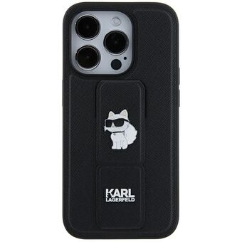 Karl Lagerfeld KLHCN61GSACHPK iPhone 11 / Xr 6.1" musta/​black hardcase Gripstand Saffiano Choupette Pins.