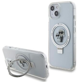 Karl Lagerfeld KLHMP14SHMRSKCH iPhone 14 / 15 / 13 6.1" valkoinen/kova kuori Ring Stand Karl&Choupettte MagSafe