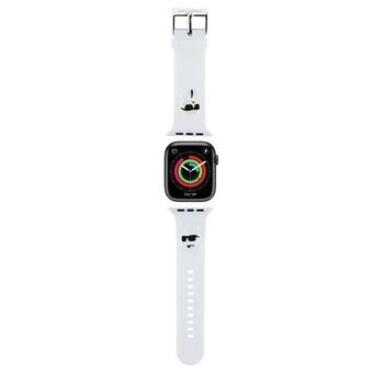 Karl Lagerfeld Pasek KLAWMSLKCNH Apple Watch 38/40/41mm valkoinen valjas 3D-kumi Karl&Choupette-päillä