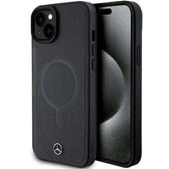 Mercedes MEHMP15S23RCMK iPhone 15 6,1 tuuman musta kova suojakuori, sileä nahka MagSafe.