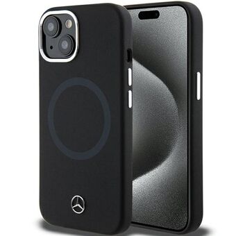Mercedes MEHMP15S23SCMK iPhone 15 6.1" musta kova silikonin värillinen MagSafe-suojakuori.