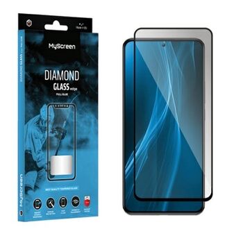 MS Diamond Glass Edge on lasisuoja Realme C68 4G/5G/V50s puhelimelle, väriltään musta, ja se peittää koko näytön liimautumalla tiiviisti siihen.