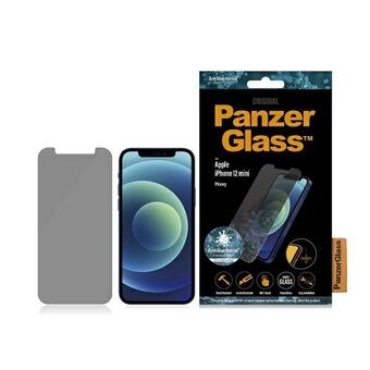 PanzerGlass Standard Super+ iPhone 12 Mini Privacy Antibacterial - Suojalasi PanzerGlass Standard Super+ iPhone 12 Mini -malliin, jossa on yksityisyydensuojatoiminto ja antibakteerinen ominaisuus.
