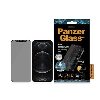 PanzerGlass E2E Mikromurtuma iPhone 12 / 12 Pro 6,1" Kuoret yhteensopiva näyttösuoja, Privacy-ominaisuus, antibakteerinen, musta