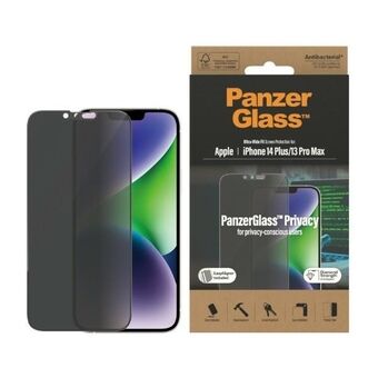 PanzerGlass Ultra-Wide Fit iPhone 14 Plus / 13 Pro Max 6,7" -yksityisyydensuojanäytön suojaus antibakteerisella ominaisuudella, mukana helppo asennustyökalu. P2785