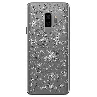 Puro Glam Ice Light Samsung G965 S9 Plus, jossa on metallisia hopeisia elementtejä, SGS9PICELIGHT1SIL.